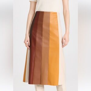 MOTHER The Bits and Pieces Faux Leather Midi Skirt